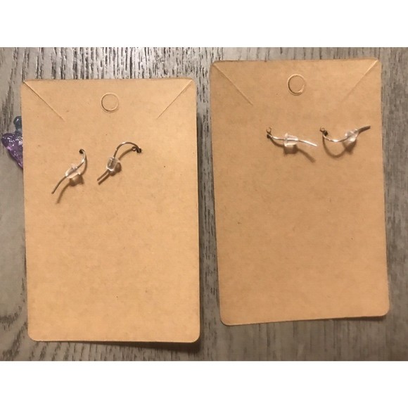 Set Of 2 Pairs Silver Earrings USA HANDMADE Resin Glitter Butterfly Blue Purple - Picture 4 of 4